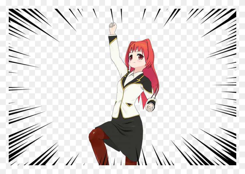 960x662 Anime Girl Raising Her Hand, Dance Pose, Leisure Activities, Person HD PNG Download