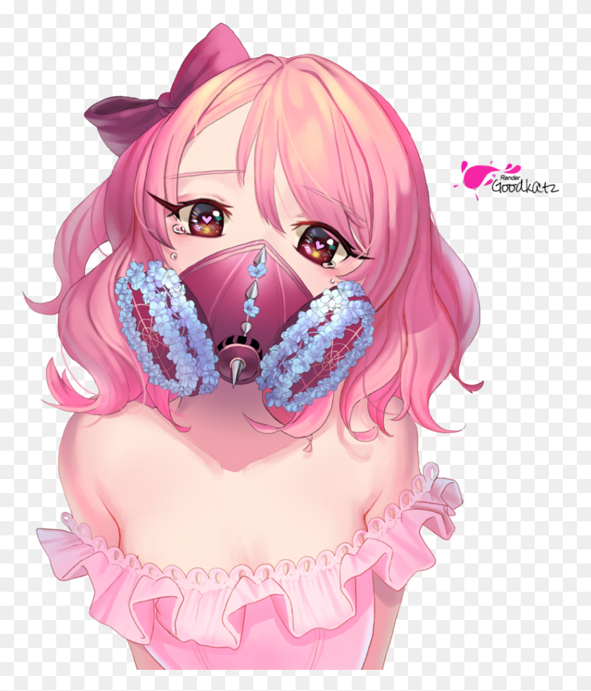 824x973 Anime Girl Wearing Mask, Person, Human, Clothing HD PNG Download