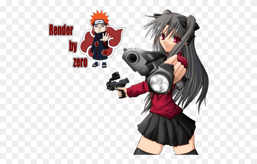 524x476 Anime Girl With Gun Photo Render 13 Kick Ass Anime Girl, Comics, Book, Costume HD PNG Download
