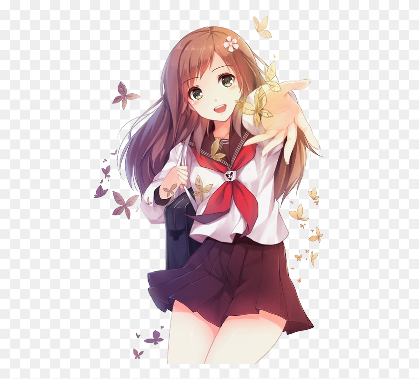 466x701 Anime Images Anime Render Wallpaper And Background Kawaii School Anime Girl, Manga, Comics, Book HD PNG Download