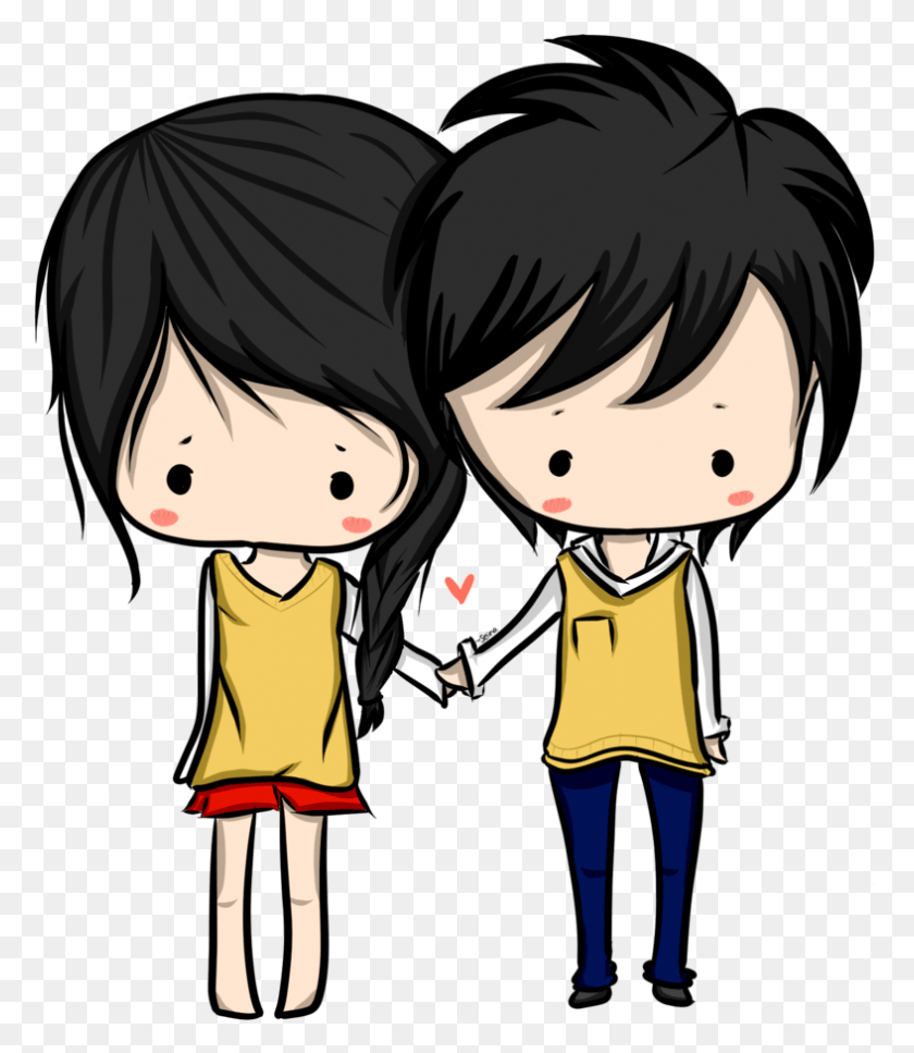 787x916 Anime Love Couple Cute Cartoon Couple, Person, Human, Comics Descargar Hd Png