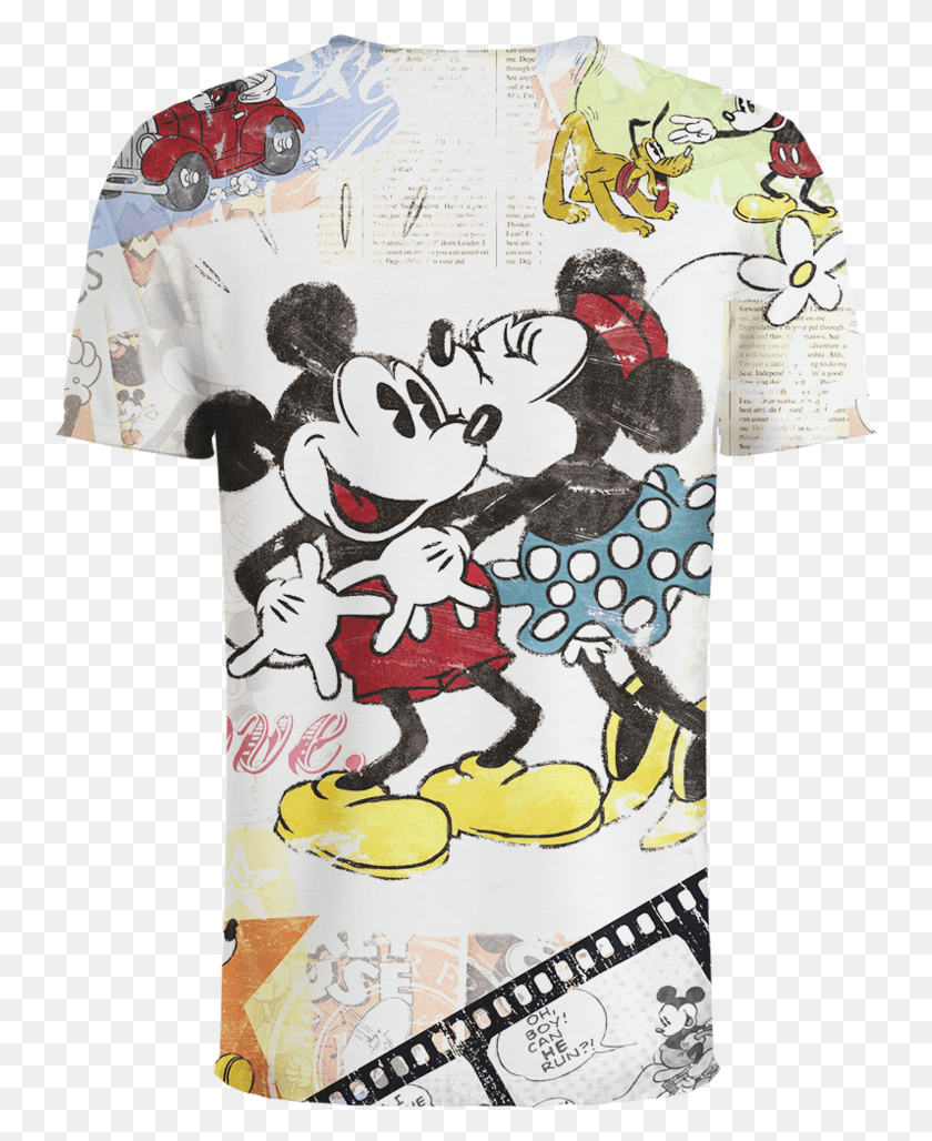 743x968 Descargar Png Anime Mickey Minnie Mouse 3D Camiseta Mickey E Minnie Vintage, Ropa, Ropa, Cartel Hd Png