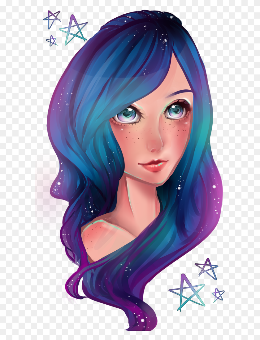 615x1036 Anime Purple Hair Baby Cute Galaxy Cool Drawings, Graphics, Doll HD PNG Download
