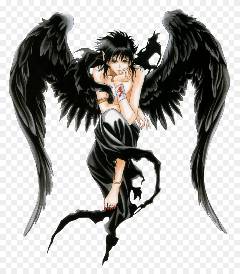 852x984 Anime Render Male Dark Angel, Archangel, Person HD PNG Download