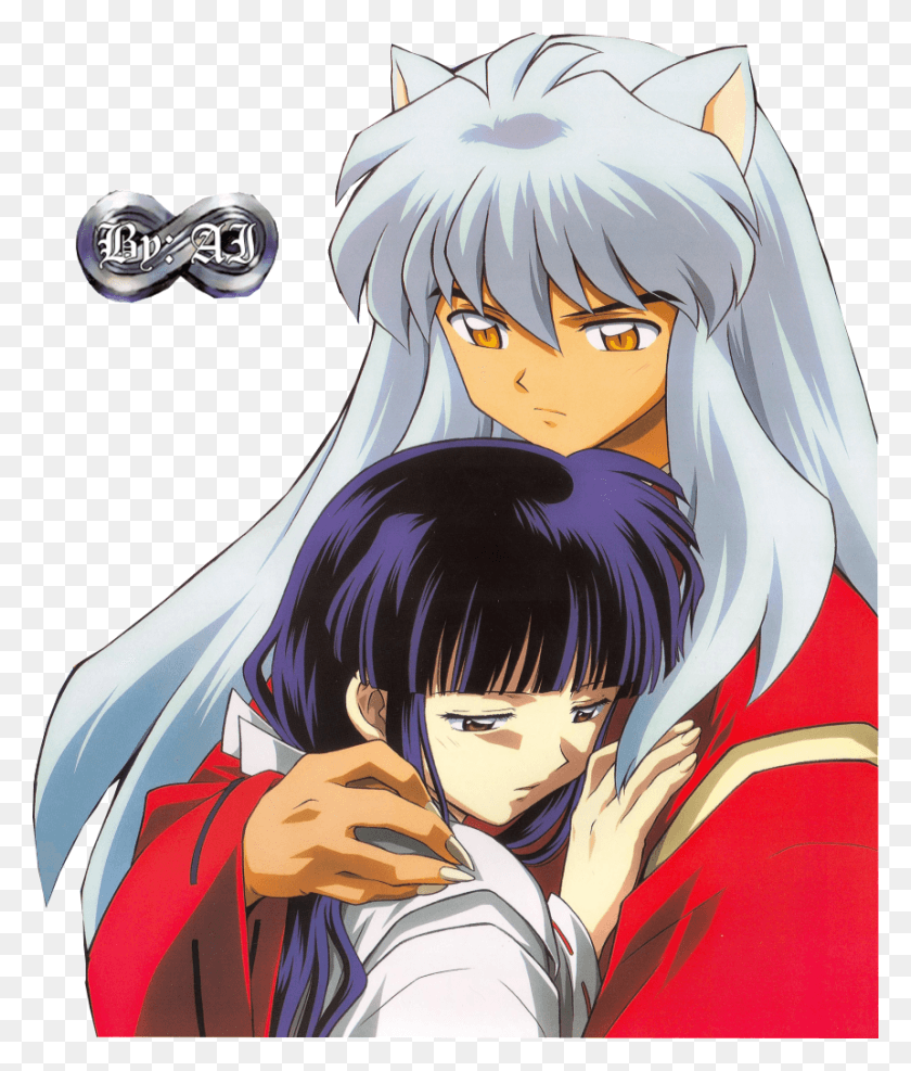 860x1023 Anime Renders Inuyasha And Kikyo Hug, Manga, Comics, Book HD PNG Download