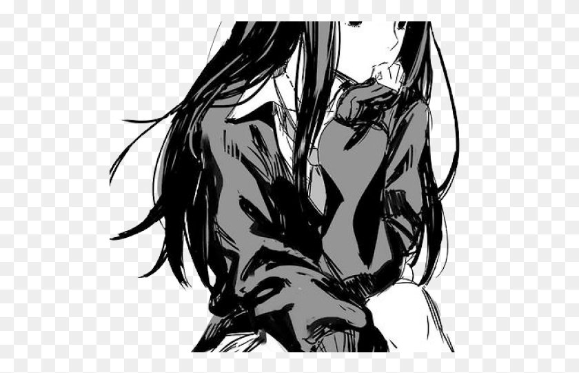 523x481 Anime Transparent Images Schoolgirl Glitch Sad Japanese Anime Aesthetic, Manga, Comics, Book HD PNG Download
