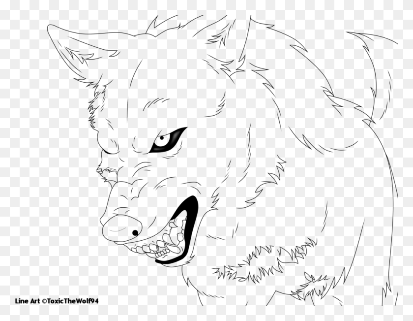 1013x769 Anime Wolf Angry Wolf Lineart Transparent, Gray, World Of Warcraft HD PNG Download
