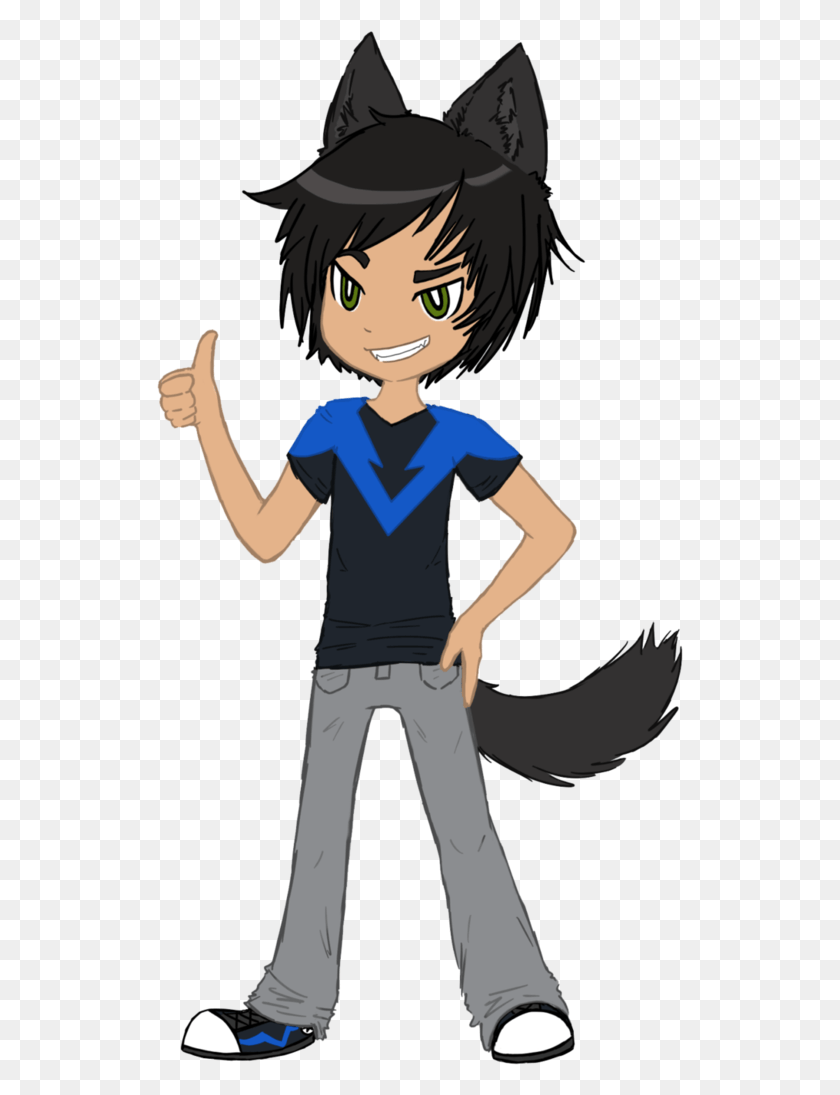 527x1035 Anime Wolf Boy Drawing Wolf Anime Boy, Person, Human, Thumbs Up HD PNG Download
