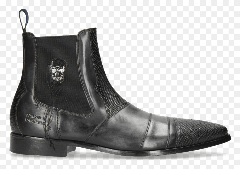 998x683 Ankle Boots Elvis 12 Black Phyton Black Skull Patch Chelsea Boot, Clothing, Apparel, Footwear HD PNG Download