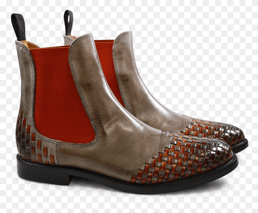 1000x814 Ankle Boots Molly 10 Smoke Interlaced Orange Elastic Chelsea Boot, Clothing, Apparel, Shoe HD PNG Download