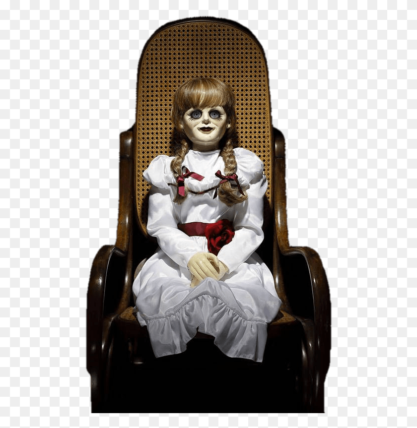 498x803 Annabelle Doll Sitting On A Chair Annabelle, Furniture, Throne, Person HD PNG Download