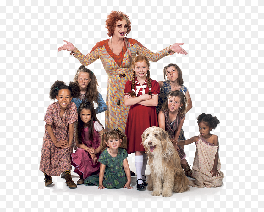 600x614 Annie At Liverpool Empire The Cast From Annie Annie Opera House Manchester, Person, Dog, Collage HD PNG Download