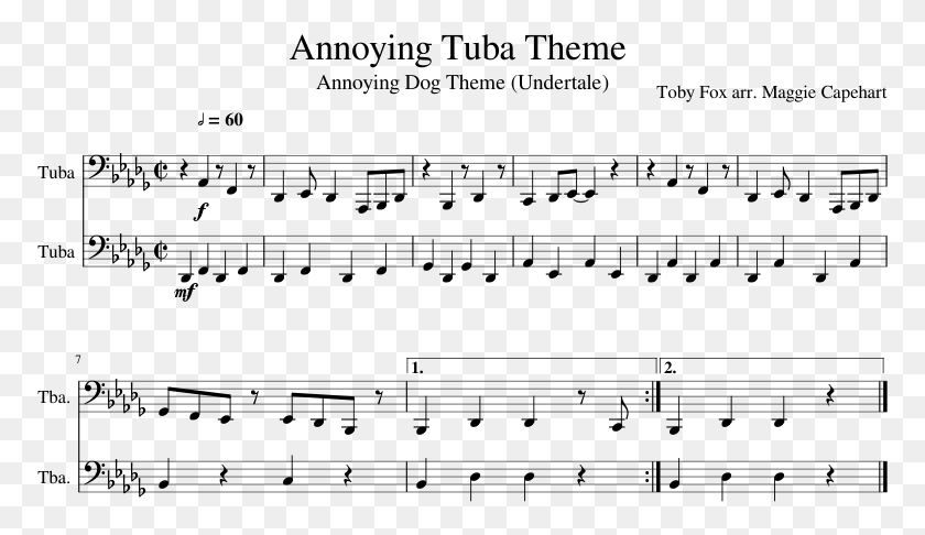 773x426 Annoying Tuba Theme Sheet Music Composed By Toby Fox Sheet Music, Gray, World Of Warcraft HD PNG Download