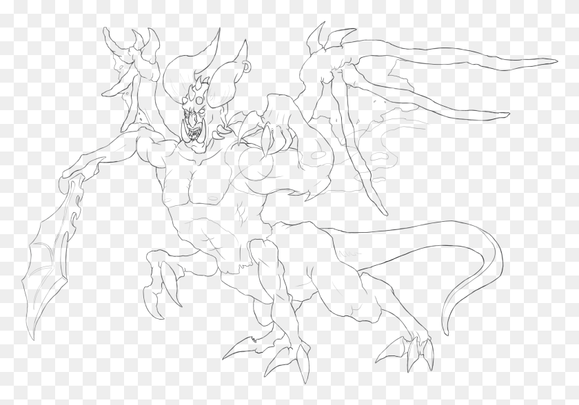 2658x1802 Another Of A Dragon Man Centaur Thing Line Art, Graphics, Pattern HD PNG Download