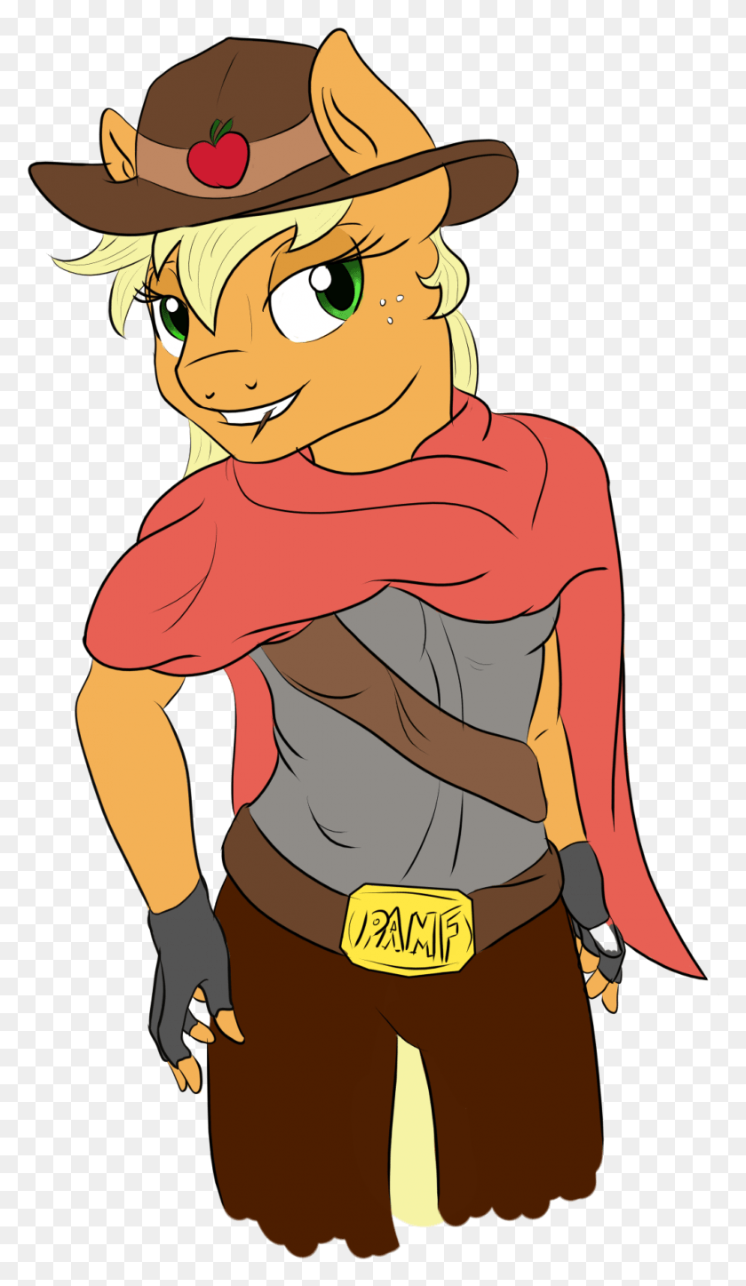 1011x1798 Anthro Applejack Artist Theshadowstone Clothes Costume Jesse Mccree Applejack, Hat, Clothing, Apparel HD PNG Download