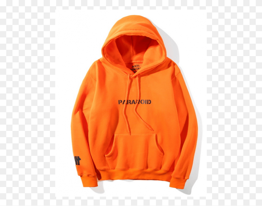 487x601 Anti Social Social Club Undefeated Paranoid Hooded Assc X Undefeated Orange Hoodie, Clothing, Apparel, Sweatshirt HD PNG Download