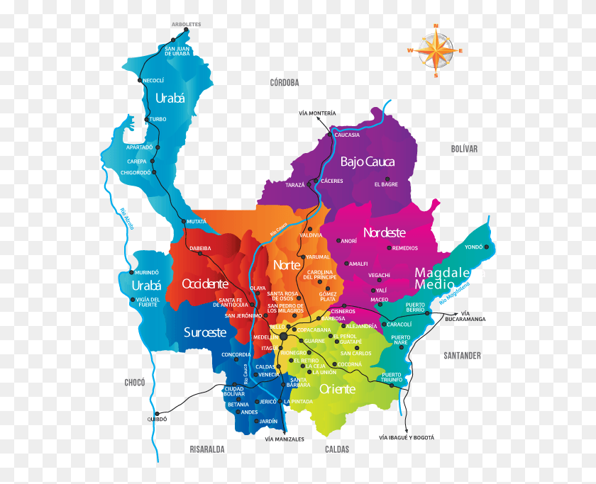 559x623 Карта Антиокии, Колумбия Mapa Municipios De Antioquia, Диаграмма, Участок, Плакат Hd Png Скачать
