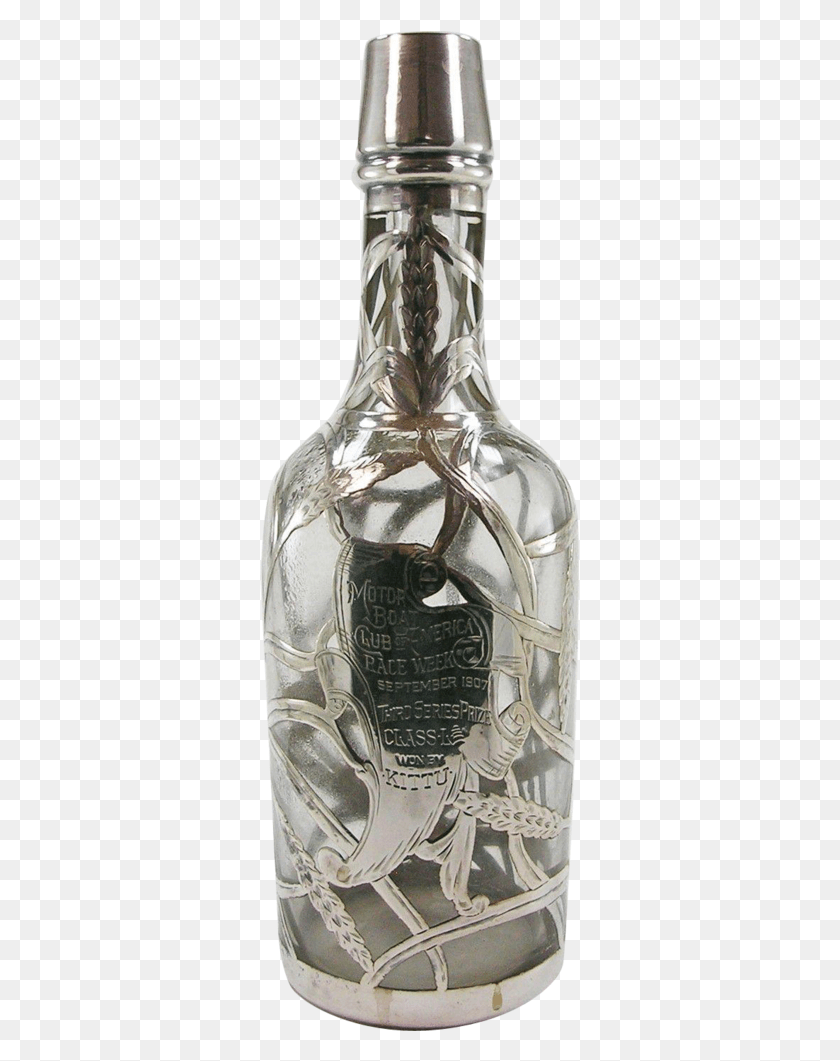 321x1001 Antique 1907 Sterling Silver Overlay Decanter Engraved Glass Bottle, Jar, Pottery, Vase HD PNG Download