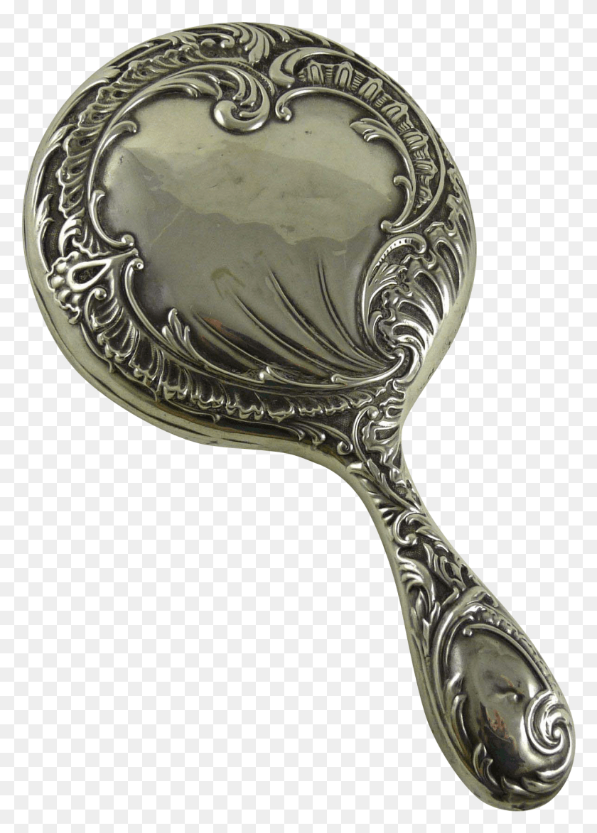 1189x1697 Antique Art Nouveau Sterling Silver Hand Mirror Antique, Glass, Goblet, Hourglass HD PNG Download