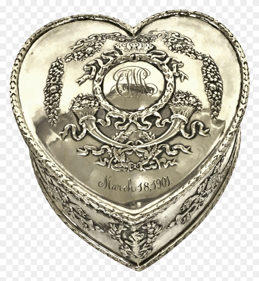 1421x1553 Антикварная Иллюстрация Сердца Из Стерлингового Серебра Bailey Banks Amp Biddle, Деньги, Монета, Медальон Png Скачать