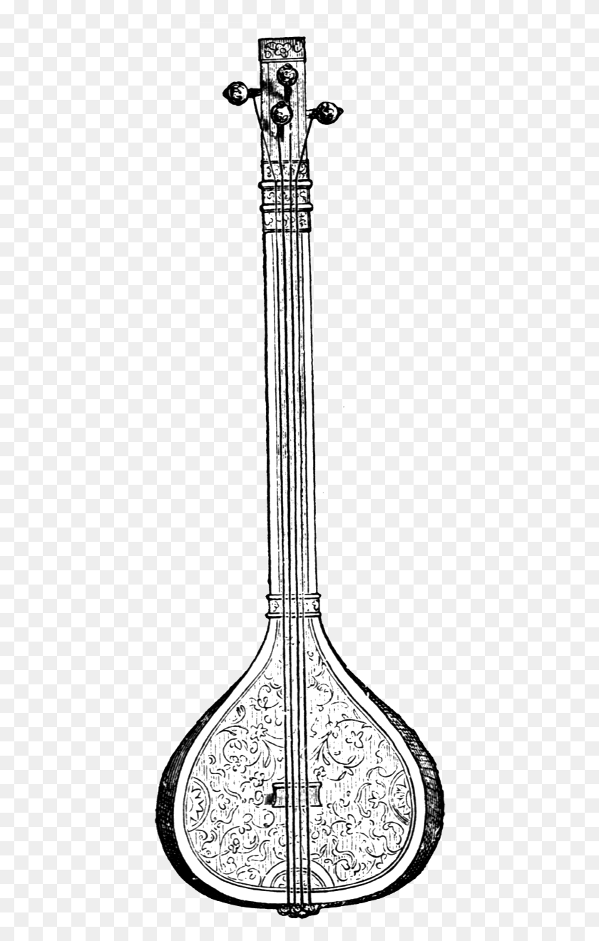 410x1260 Antique Banjo Victorian Era Free Vintage Clip Indian Musical Instruments, Building, Architecture, Sword HD PNG Download