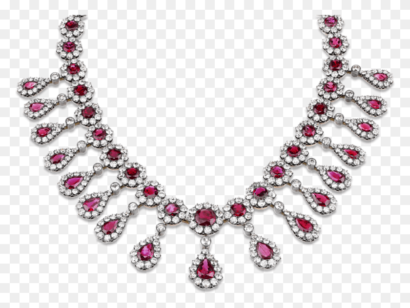 1229x900 Antique Burma Ruby And Diamond Necklace Antique Style Diamond Necklace, Jewelry, Accessories, Accessory HD PNG Download