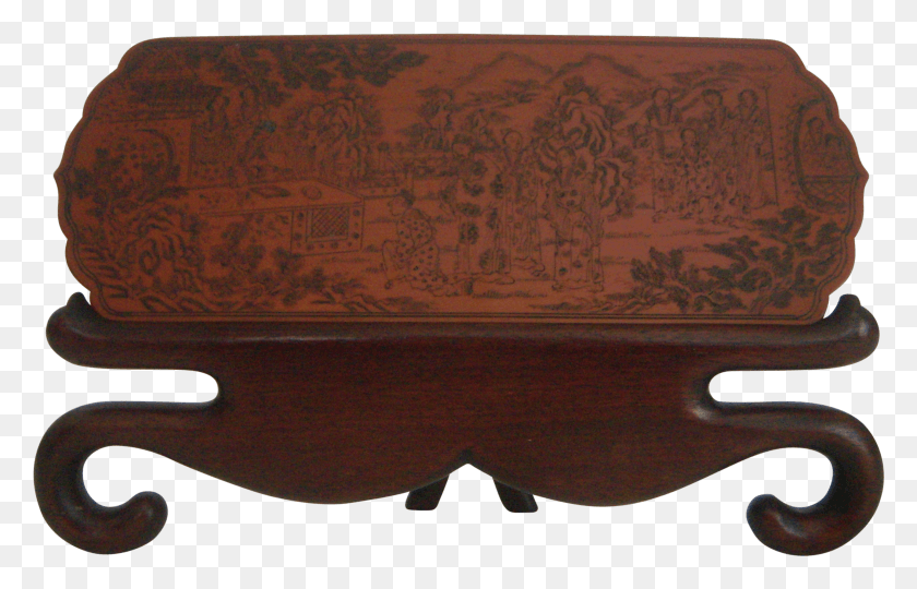 2574x1586 Antique Chinese Engraved Wood Plaque Bench HD PNG Download
