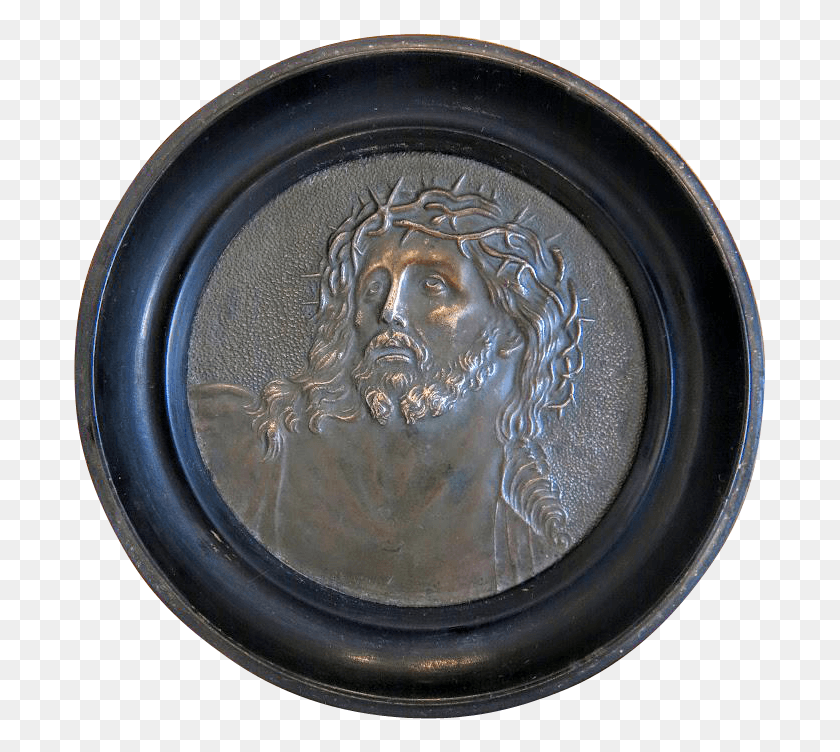 692x692 Antique Copper Plaque Depicting The Portrait Of Jesus Antique, Meal, Food, Money HD PNG Download