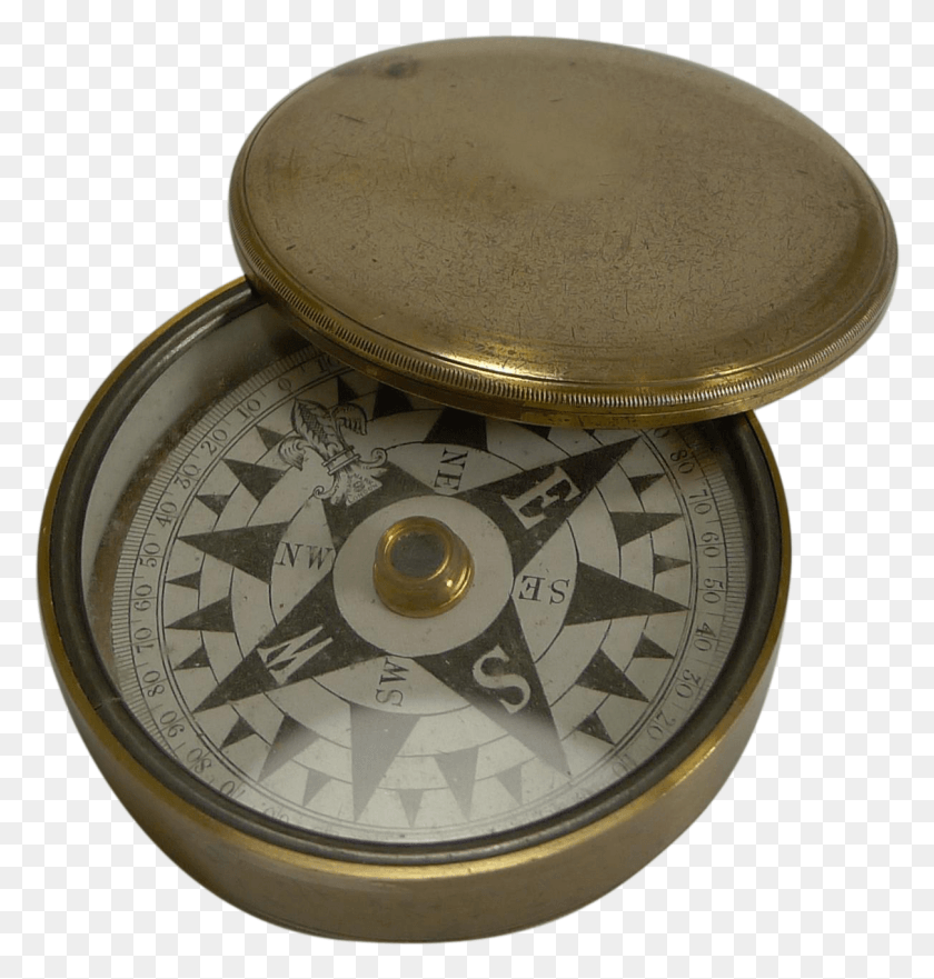 1210x1275 Antique English Brass Cased Floating Card Explorers Brass, Compass, Wristwatch, Clock Tower HD PNG Download
