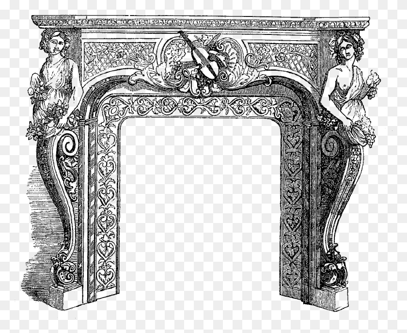 1279x1029 Antique Fireplace Image Fireplace Vintage Fire Illustration, Nature, Outdoors, Outer Space HD PNG Download