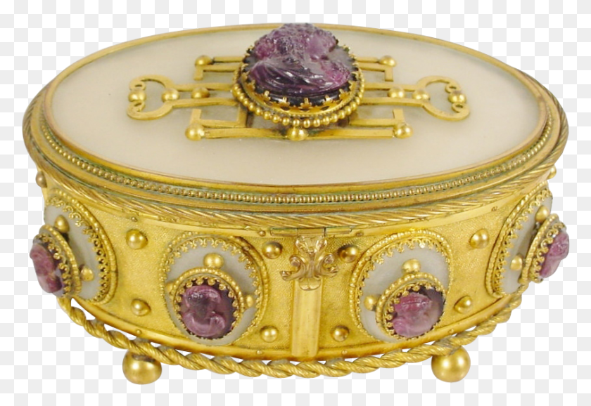 845x562 Descargar Png / Caja Con Bisagras De Cofre De Bronce Púrpura Francés Antiguo, Oro, Accesorios, Accesorio Hd Png