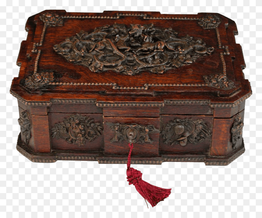 904x742 Antique French Signed Wood Box With Cast Metal Decorations Antique, Furniture, Cabinet, Medicine Chest Descargar Hd Png