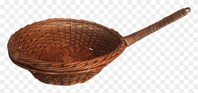 2893x1252 Antique French Woven Wicker Basket Pot Pan W Handle Wicker, Bowl Descargar Hd Png