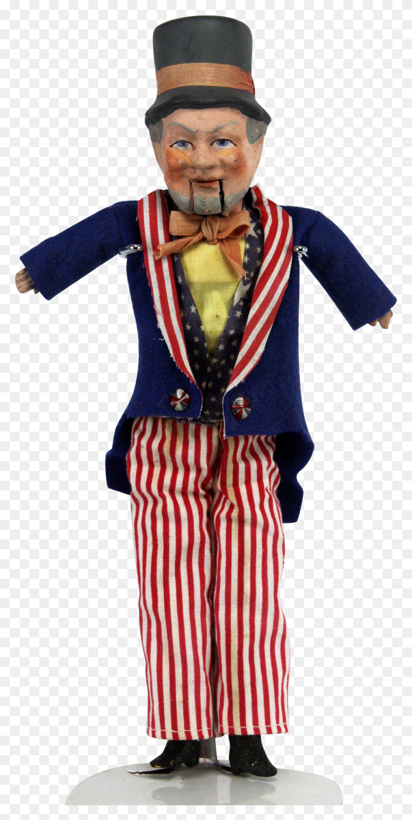 957x1979 Antique German Uncle Sam Mechanical Doll Ca1900 From Costume Hat, Clothing, Apparel, Person HD PNG Download