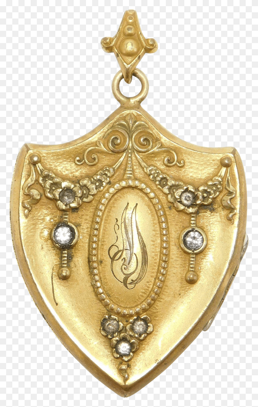1164x1885 Antique Gold Filled Ornate Shield Shaped Locket Hearts Locket, Pendant, Treasure, Accessories HD PNG Download