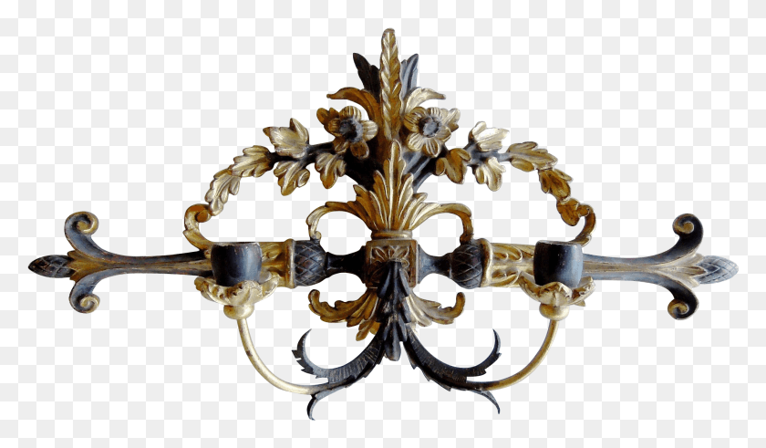 2001x1107 Antique Italian Hand Carved Wood Amp Tole Sconce With Chandelier, Lamp, Bronze, Accessories Descargar Hd Png