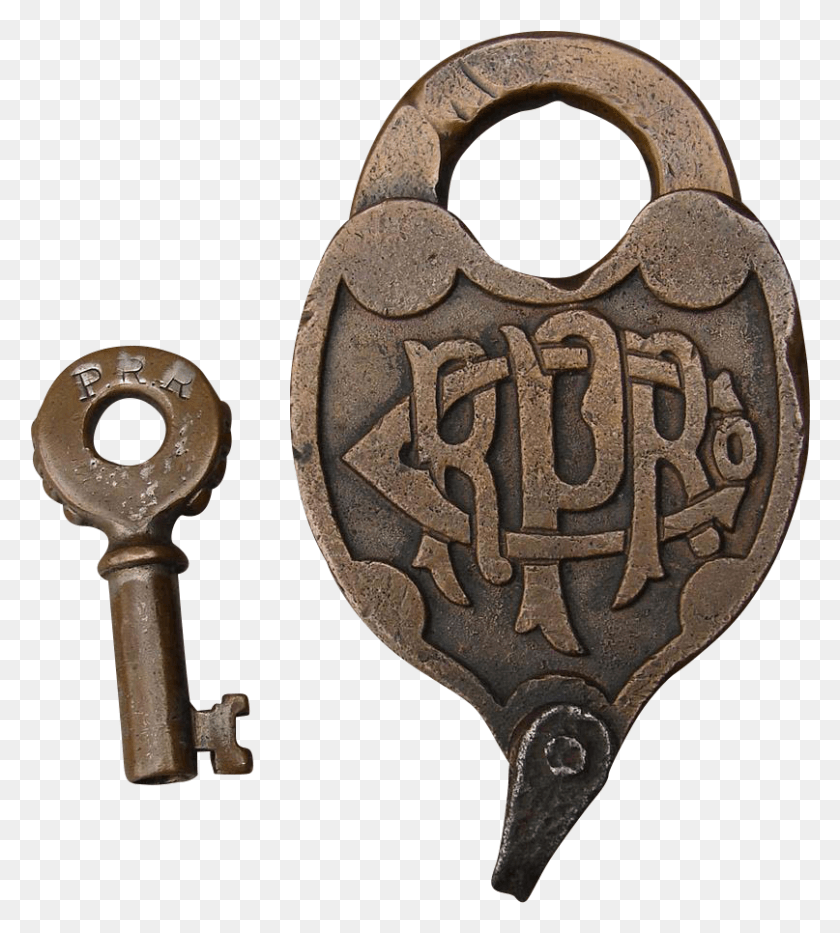 807x904 Antique Pennsylvania Railroad Brass Fancy Castback Key, Hammer, Tool, Lock HD PNG Download