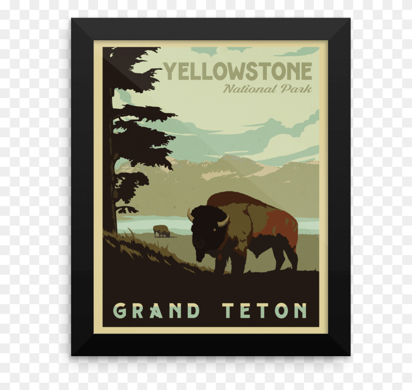 615x735 Antique Poster Yellowstone National Park, Advertisement, Cow, Cattle Descargar Hd Png
