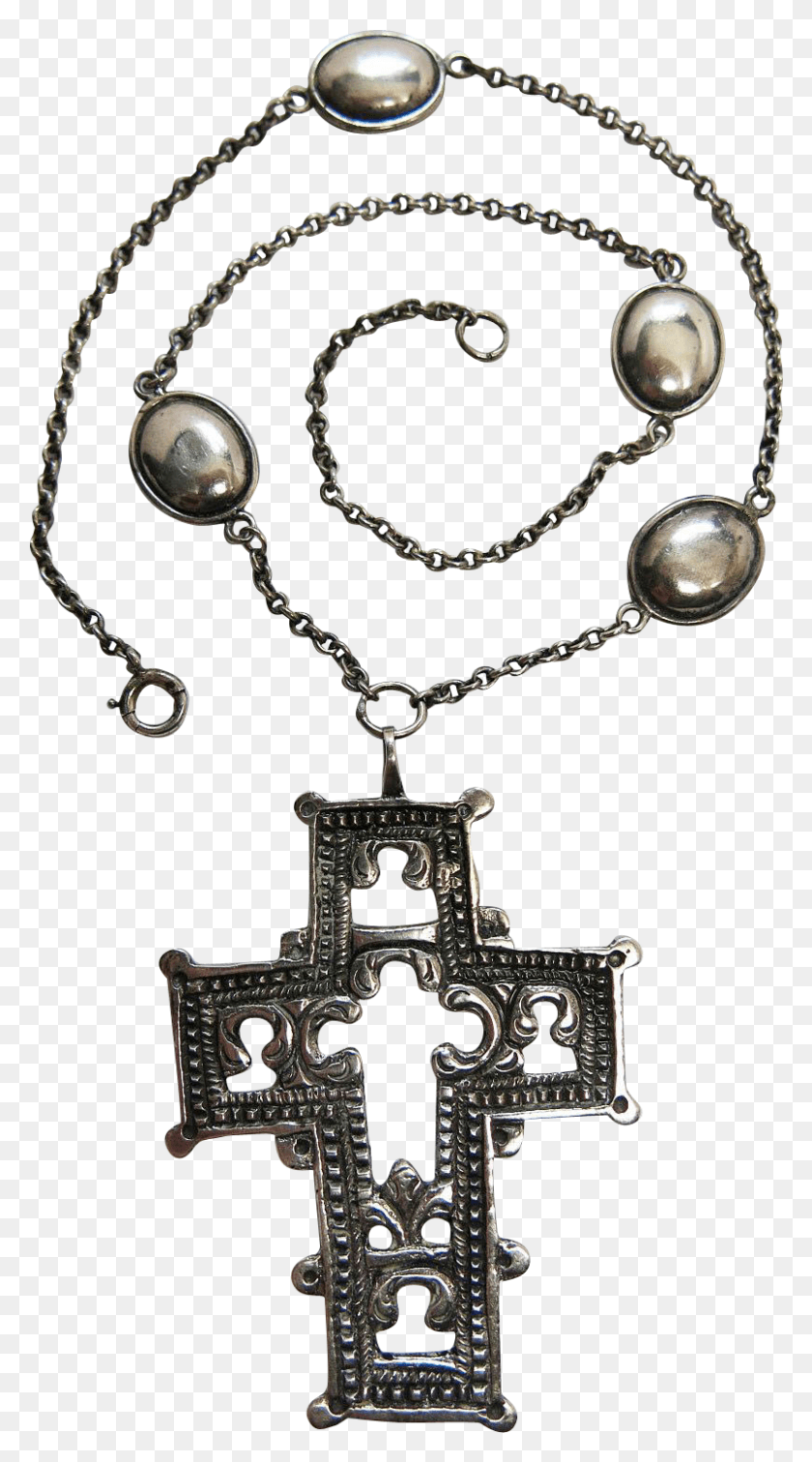 803x1495 Antique Rococo Period Swiss Silver Cross Pendant Necklace Necklace, Symbol, Jewelry, Accessories HD PNG Download
