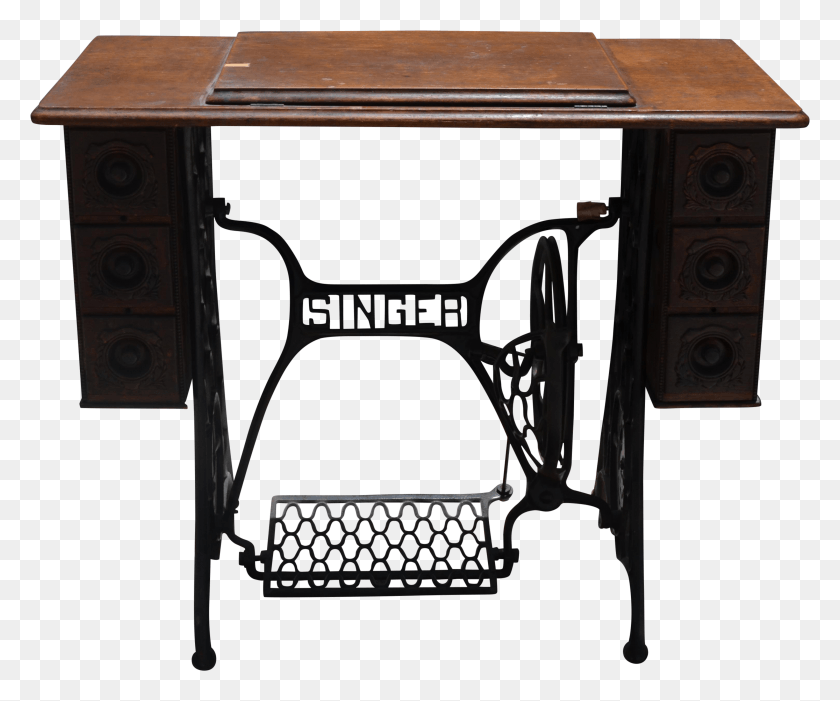3011x2477 Antique Singer Sewing Machine Table Singer Sewing Machine End Table, Furniture, Sewing, Desk HD PNG Download