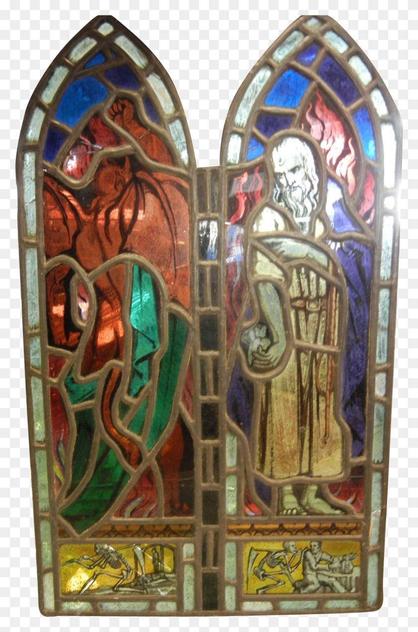 1308x2030 Antique Stained Glass Window Panel Judas Selling To Stained Glass HD PNG Download