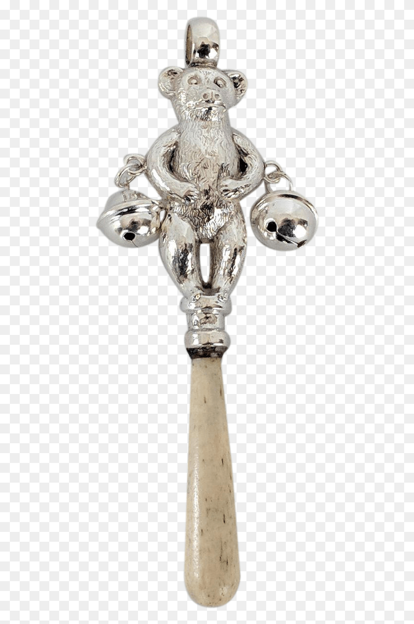 458x1207 Antique Sterling Silver Baby Rattle Body Jewelry, Cross, Symbol, Stick HD PNG Download