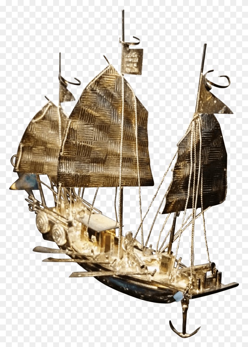 967x1384 Антикварное Серебро Китайский Джонк Корабль Военный Корабль Мачта, Транспорт, Автомобиль, Пароход Png Скачать
