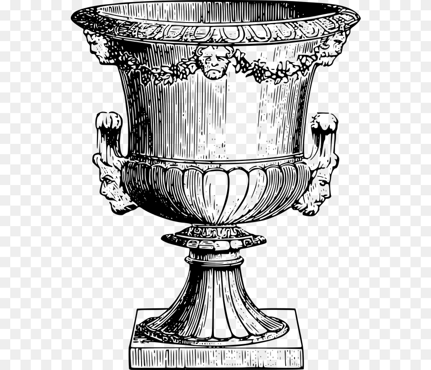 565x720 Antique Vase, Gray Clipart PNG