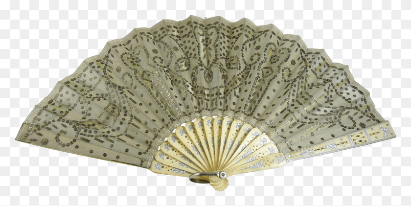 2035x944 Antique Victorian Hand Fan Tulle And Sequins Tints And Shades, Ceiling Light, Rug HD PNG Download