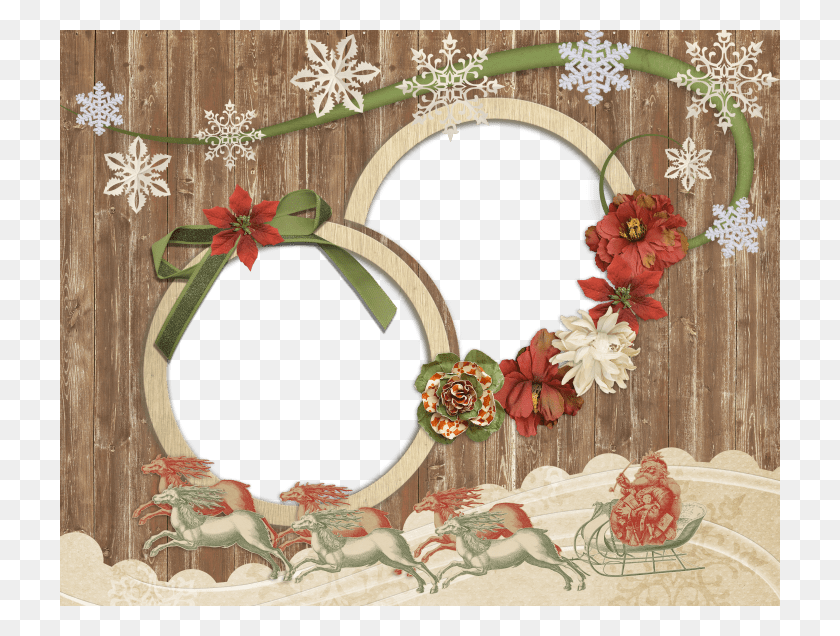 720x576 Antique Wooden Christmas Photo Frame Free Christmas Double Frame, Graphics, Floral Design HD PNG Download