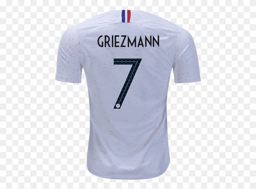 481x561 Antoine Griezmann France 2018 World Cup Away Jersey France Football Jersey White, Clothing, Apparel, Shirt HD PNG Download