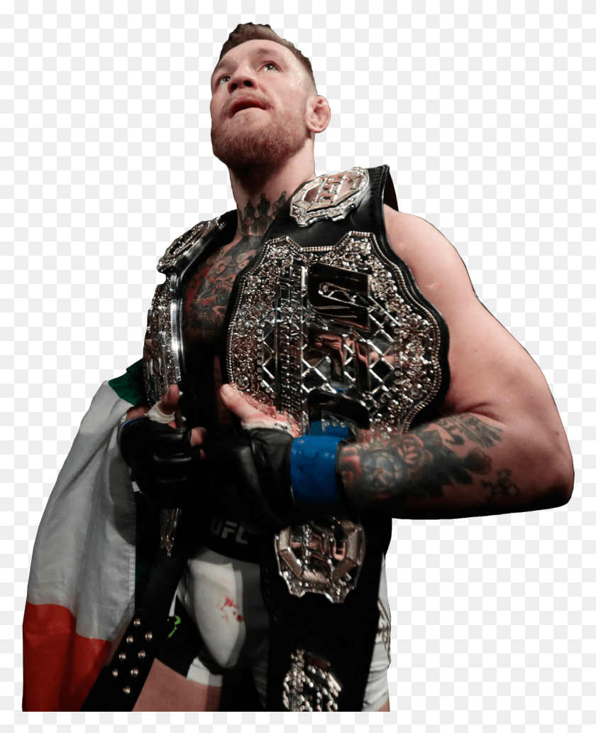 1204x1501 Ap 613051767173 Conor Mcgregor Two Belts Ufc, Person, Human, Skin HD PNG Download