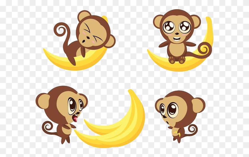 601x470 Descargar Png Ape Bananas Monkeys Mono De Dibujos Animados Transprent Con Plátanos Png