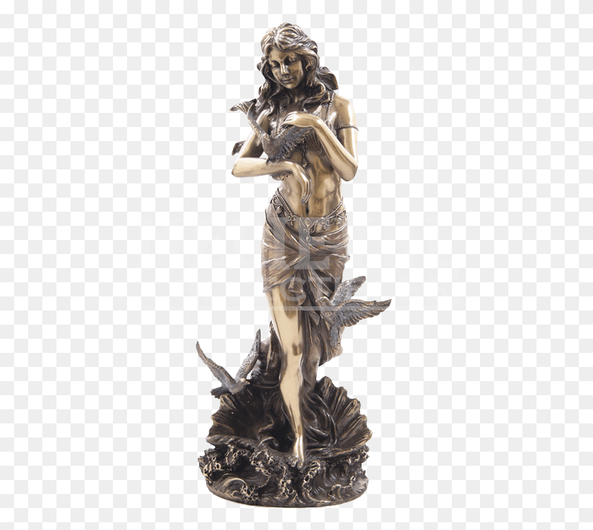 462x691 Aphrodite With Doves Standing On Sea Shell Statue Aphrodite Statue, Person, Human, Word HD PNG Download